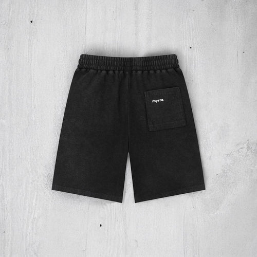 BLACK WAFFLE SHORTS